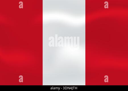 Peru flag with wavy silk effect. Vector flag symbolizing national pride, identity, heritage, patriotism and authority Stock Vector