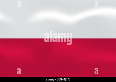 Poland flag with wavy silk effect. Vector flag symbolizing national pride, identity, heritage, patriotism and authority Stock Vector