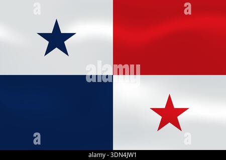Panama flag with wavy silk effect. Vector flag symbolizing national pride, identity, heritage, patriotism and authority Stock Vector