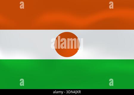 Niger flag with wavy silk effect. Vector flag symbolizing national pride, identity, heritage, patriotism and authority Stock Vector