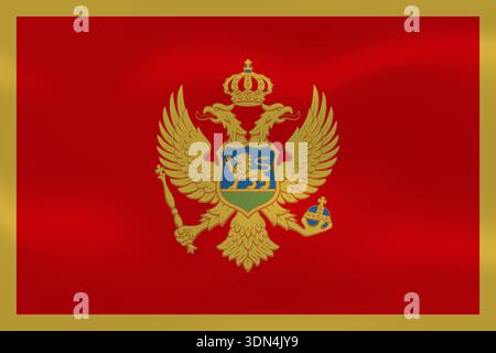 Montenegro flag with wavy silk effect. Vector flag symbolizing national pride, identity, heritage, patriotism and authority Stock Vector