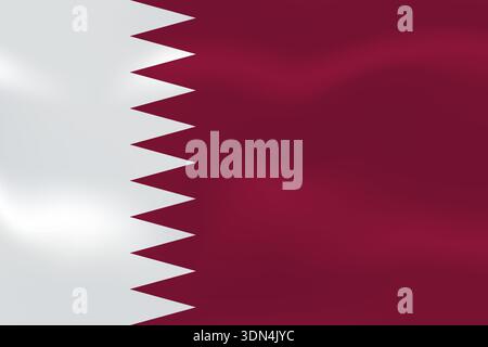 Qatar flag with wavy silk effect. Vector flag symbolizing national pride, identity, heritage, patriotism and authority Stock Vector