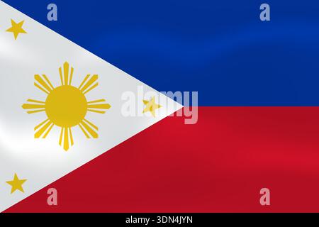 Philippines flag with wavy silk effect. Vector flag symbolizing national pride, identity, heritage, patriotism and authority Stock Vector