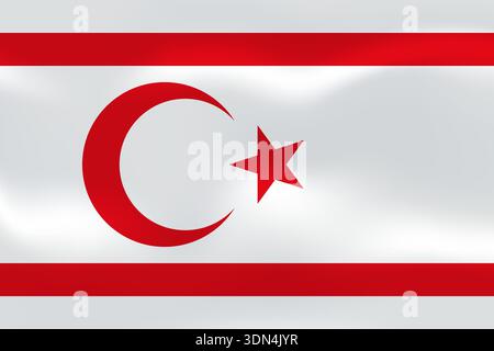 Northern Cyprus flag with wavy silk effect. Vector flag symbolizing national pride, identity, heritage, patriotism and authority Stock Vector