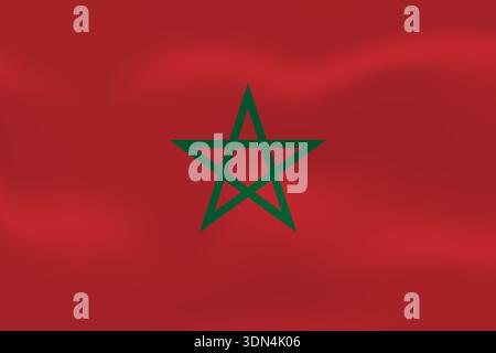 Morocco flag with wavy silk effect. Vector flag symbolizing national pride, identity, heritage, patriotism and authority Stock Vector