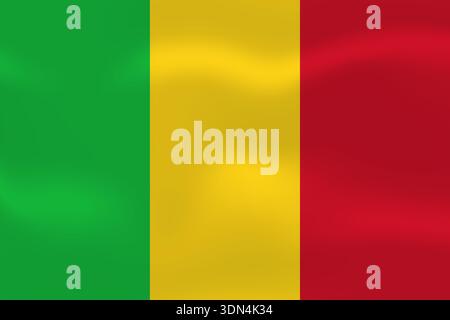 Mali flag with wavy silk effect. Vector flag symbolizing national pride, identity, heritage, patriotism and authority Stock Vector