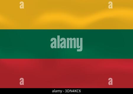 Lithuania flag with wavy silk effect. Vector flag symbolizing national pride, identity, heritage, patriotism and authority Stock Vector