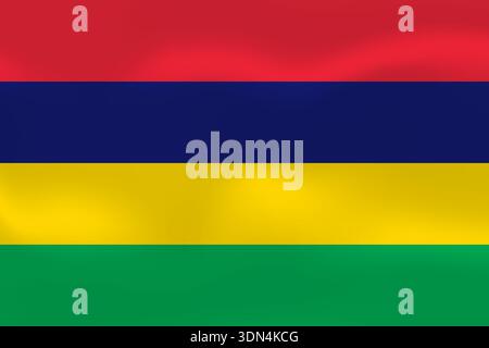 Mauritius flag with wavy silk effect. Vector flag symbolizing national pride, identity, heritage, patriotism and authority Stock Vector