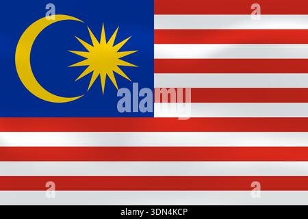 Malaysia flag with wavy silk effect. Vector flag symbolizing national pride, identity, heritage, patriotism and authority Stock Vector