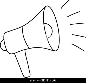 Speaker horn outline icon, clean vector lineart, suitable for public address systems, announcements, and signage. Stock Vector