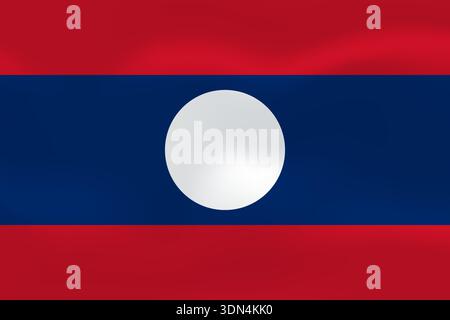 Laos flag with wavy silk effect. Vector flag symbolizing national pride, identity, heritage, patriotism and authority Stock Vector