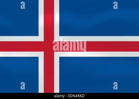Iceland flag with wavy silk effect. Vector flag symbolizing national pride, identity, heritage, patriotism and authority Stock Vector