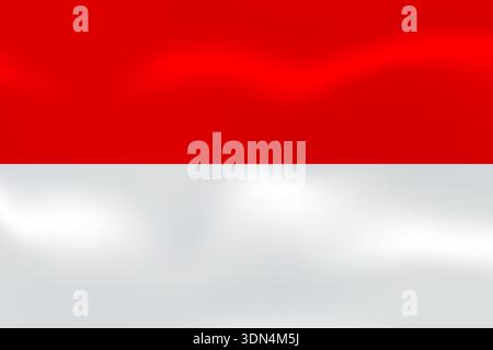 Indonesia flag with wavy silk effect. Vector flag symbolizing national pride, identity, heritage, patriotism and authority Stock Vector
