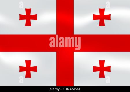 Georgia flag with wavy silk effect. Vector flag symbolizing national pride, identity, heritage, patriotism and authority Stock Vector