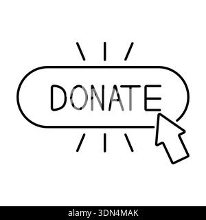 Donate button. Button for donation and charity. Linear vector illustration for web page mobile applications. Stock Vector