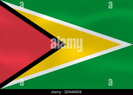 Guyana flag with wavy silk effect. Vector flag symbolizing national pride, identity, heritage, patriotism and authority Stock Vector