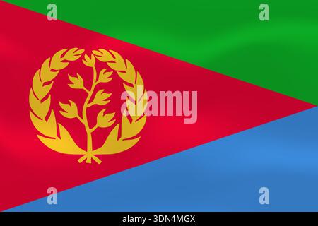 Eritrea flag with wavy silk effect. Vector flag symbolizing national pride, identity, heritage, patriotism and authority Stock Vector