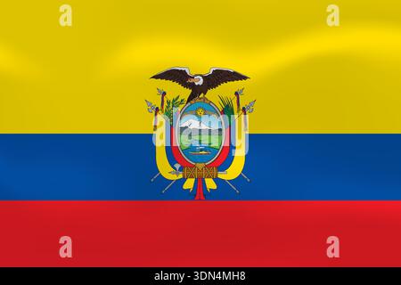 Ecuador flag with wavy silk effect. Vector flag symbolizing national pride, identity, heritage, patriotism and authority Stock Vector