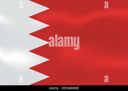 Bahrain flag with wavy silk effect. Vector flag symbolizing national pride, identity, heritage, patriotism and authority Stock Vector