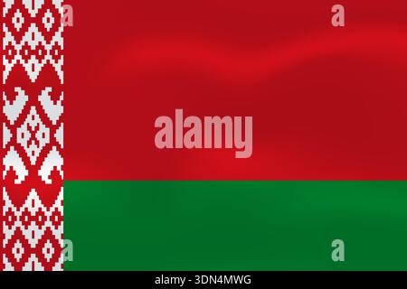 Belarus flag with wavy silk effect. Vector flag symbolizing national pride, identity, heritage, patriotism and authority Stock Vector