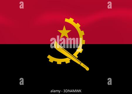 Angola flag with wavy silk effect. Vector flag symbolizing national pride, identity, heritage, patriotism and authority Stock Vector