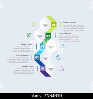 Vector infographic template. Business concept with 5 parts. Five steps for business, companies. Web illustration. Stock Vector