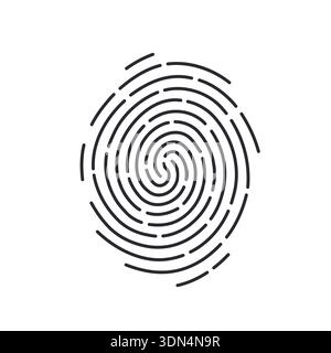 Fingerprint capillary pattern. Liinear Vector illustration. Symbol of biometrics, identity verification, data security, forensics. Stock Vector