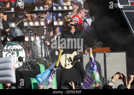 Green Day Performs Before The NFL Super Bowl 60 Football Game Sunday Billie Joe Armstrong Of The Band Green Day Performs Before The Start Of Super Bowl Lx At At Levis Stadium In Santa Clara California On Sunday February 8 2026 Photo By John 3dn59xf 
