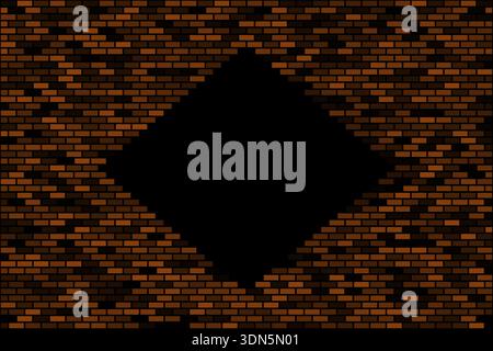 Brown brick wall with hole abstract background design Stock Vector