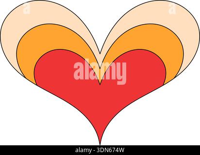 Groovy Y2K Abstract Colorful Heart Icon Stock Vector