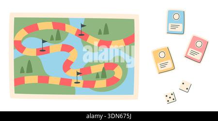 Flat Boardgame Path Sticker Stock Vector