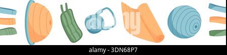 Flat Seamless Border For Fitness Pattern Stock Vector