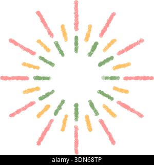 Festive Crayon Firework Burst Circle Stock Vector