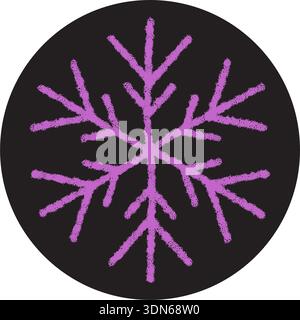 Purple Chalk Snowflake Sticker Ornament Stock Vector