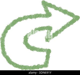 Wavy Green Chalk Arrow Icon Element Stock Vector