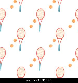 Colorful Seamless Tennis Pattern Stock Vector