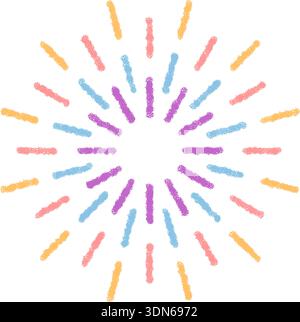 Crayon Festive Firework Circle Pattern Stock Vector