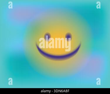 Blue, violet and yellow blurred aesthetic smile. Dreamy atmospheric Stock Vector