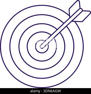 Archery outline icon for competition. Red target with blue arrow Stock Vector