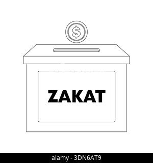 Islamic Zakat Charity Box Icon with Dollar Coin Vector for Ramadan and Donation Concept Stock Vector