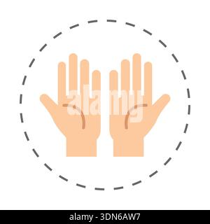Minimalist Open Hands Vector Icon in Dotted Circle for Prayer Charity and Support Concept Stock Vector