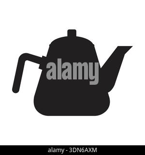 Solid black kettle silhouette vector: classic kitchenware shape for graphic design elements Stock Vector