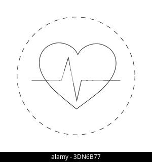 Minimalist Heart with Heartbeat Pulse Icon Vector for Medical Healthcare and Cardiology Concept Stock Vector