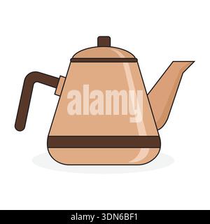 Professional copper kettle vector illustration: premium retro kitchenware icon for cafe design Stock Vector
