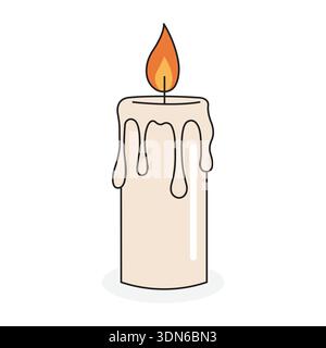 Professional melting wax candle vector illustration: colorful flame icon for interior design Stock Vector