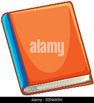 A clean vector illustration of a closed orange hardcover book with a blue spine Stock Vector