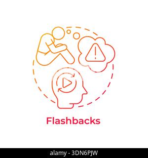 Flashbacks red gradient concept icon Stock Vector