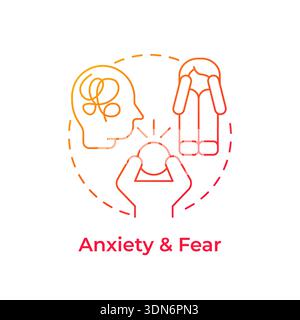 Anxiety and fear red gradient concept icon Stock Vector