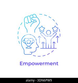 Empowerment blue gradient concept icon Stock Vector