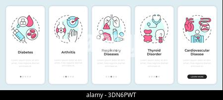 Chronic diseases onboarding mobile app screen Stock Vector